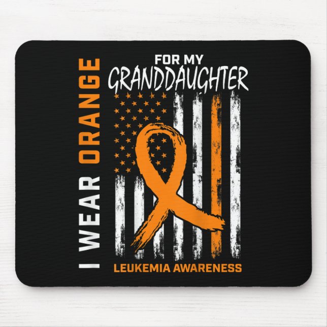 I Wear Orange Granddaughter Leukaemia Awareness Am Mouse Pad (Front)
