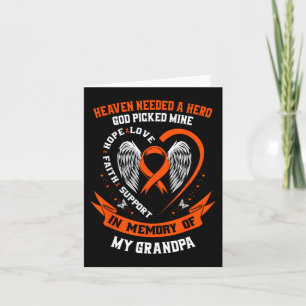 I Wear Orange In Memory of my Grandpa Leukaemia Aw Card