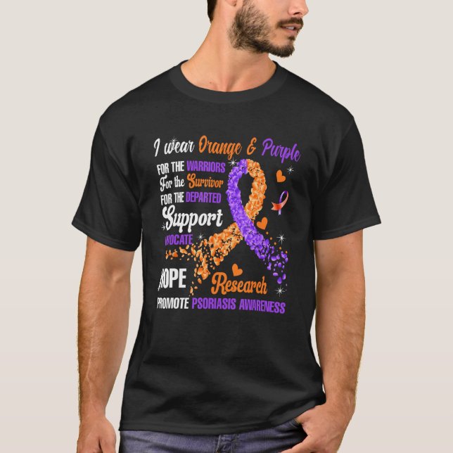 I Wear Orange & Purple For The Warriors Psoriasis  T-Shirt (Front)