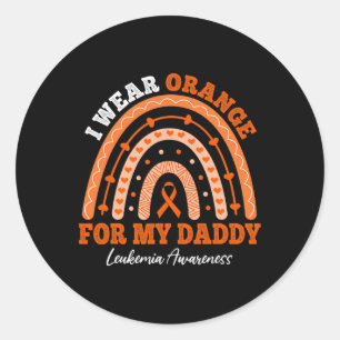 I Wear Orange Ribbon For Daddy Leukaemia Awareness Classic Round Sticker