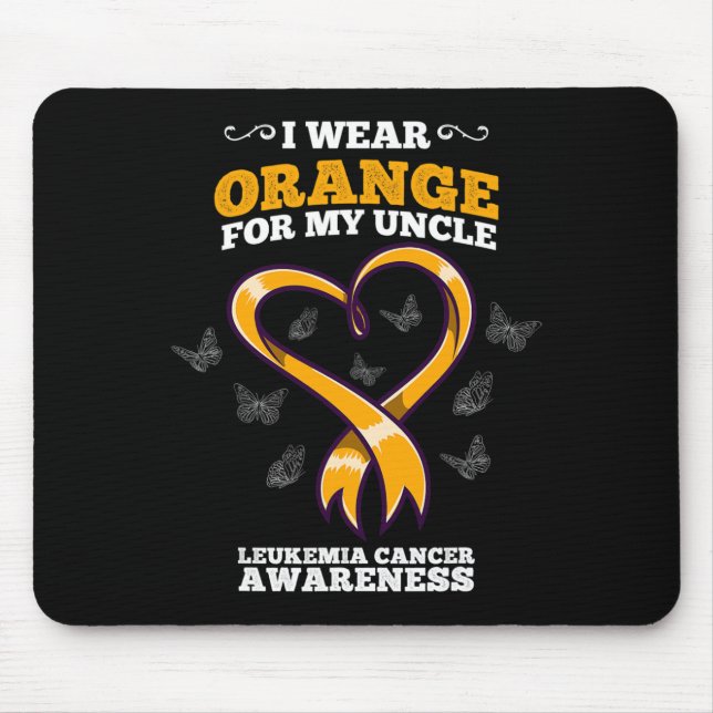 I Wear Orange Uncle Leukaemia Cancer Awareness Blo Mouse Pad (Front)