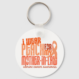 I Wear Peach For Mother-In-Law 6.4 Uterine Cancer Key Ring