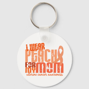 I Wear Peach For My Mum 6.4 Uterine Cancer Key Ring