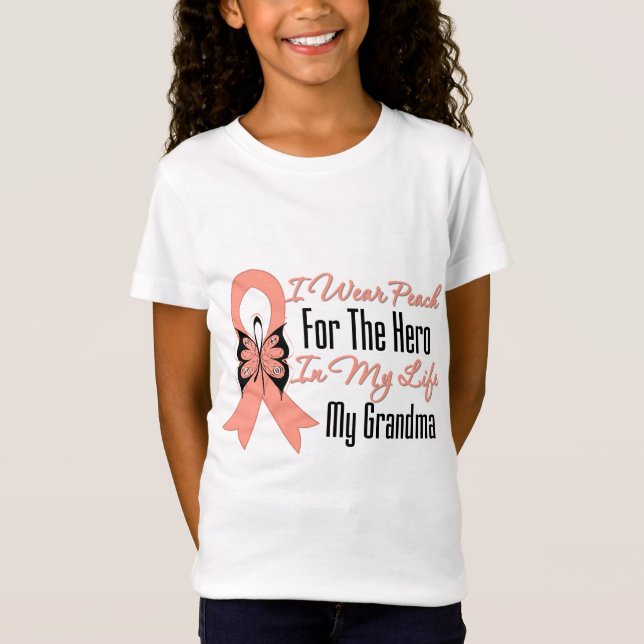 I Wear Peach For The Hero in My Life...My Grandma T-Shirt (Front)