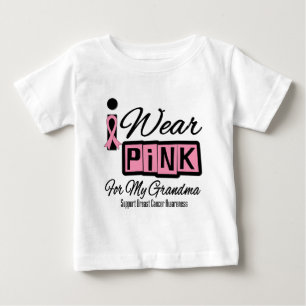 I Wear Pink Breast Cancer Grandma (Retro) Baby T-Shirt