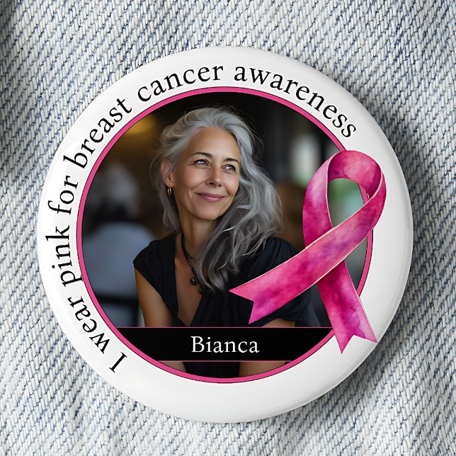 I Wear Pink for Breast Cancer Awareness 6 Cm Round Badge (Creator Uploaded)