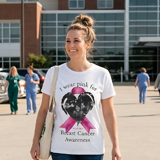I Wear Pink for Breast Cancer Awareness Photo T-Shirt