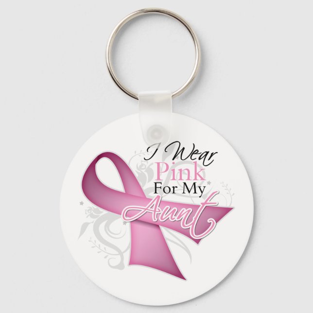 I Wear Pink For My Aunt Breast Cancer Awareness Key Ring (Front)