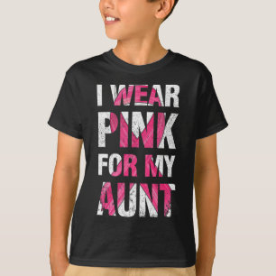 I Wear Pink For My Aunt Breast Cancer Survivor Rib T-Shirt
