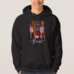 I Wear Pink For My Boss Ribbon Melanin Black Queen Hoodie