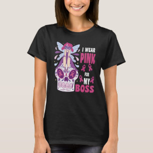 I Wear Pink For My Boss Ribbon Melanin Black Queen T-Shirt