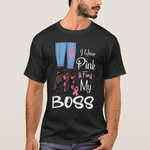 I Wear Pink For My Boss Ribbon Melanin Black Woman T-Shirt