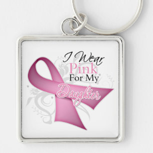 I Wear Pink For My Daughter Breast Cancer Key Ring