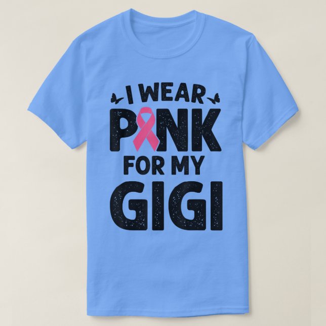 I Wear Pink For My Gigi Butterfly Breast Cancer Aw T-Shirt (Design Front)