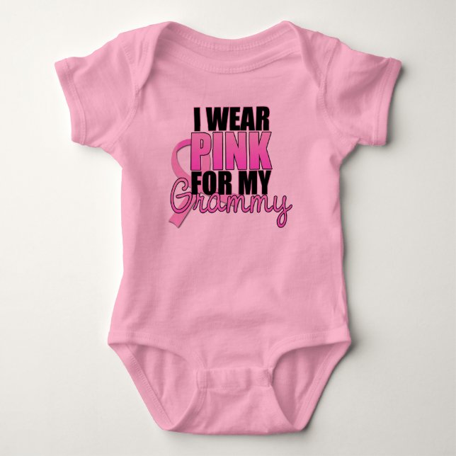 I Wear Pink for My Grammy - Breast Cancer Baby Bodysuit (Front)