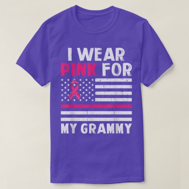 I Wear Pink For My Grammy Pink Ribbon Breast Cance T-Shirt (Design Front)