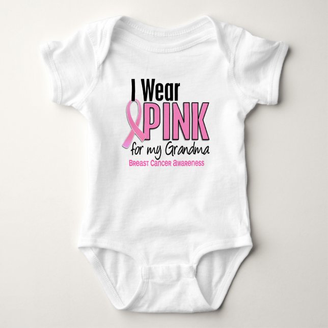 I Wear Pink For My Grandma 10 Breast Cancer Baby Bodysuit (Front)