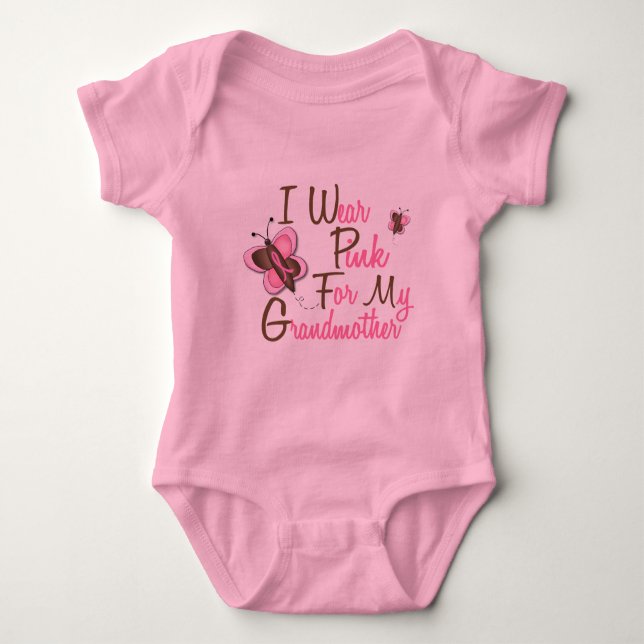 I Wear Pink For My Grandmother 22 BREAST CANCER Baby Bodysuit (Front)
