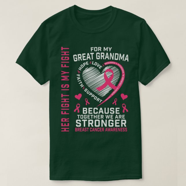 I Wear Pink For My Great Grandma Breast Cancer Her T-Shirt (Design Front)