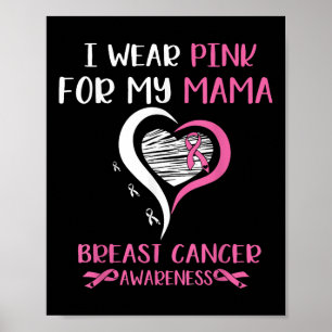 I Wear Pink For My Mama Breast Cancer Awareness He Poster