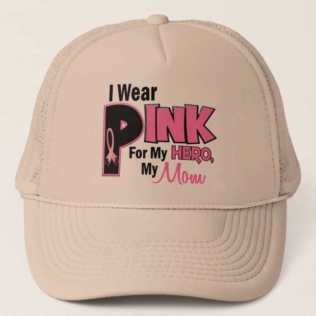 I Wear Pink For My Mum 19 BREAST CANCER Trucker Hat (Front)