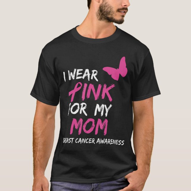 I Wear Pink For My Mum Breast Cancer Awareness Rib T-Shirt (Front)