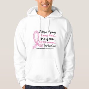 I Wear Pink For My Mum Filigree Pink Ribbon Hoodie