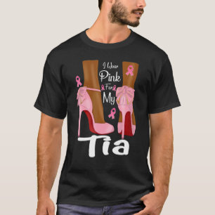 I Wear Pink For My Tia Aunt Ribbon Melanin Black Q T-Shirt