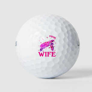 I Wear Pink For My Wife Breast Cancer Turtle Golf Balls