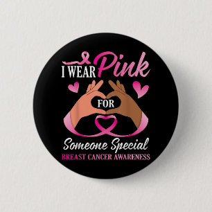 I Wear Pink Gnome Breast Cancer Awareness  6 Cm Round Badge
