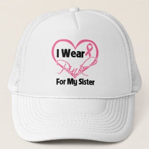 I Wear Pink Heart Ribbon Sister Breast Cancer Trucker Hat