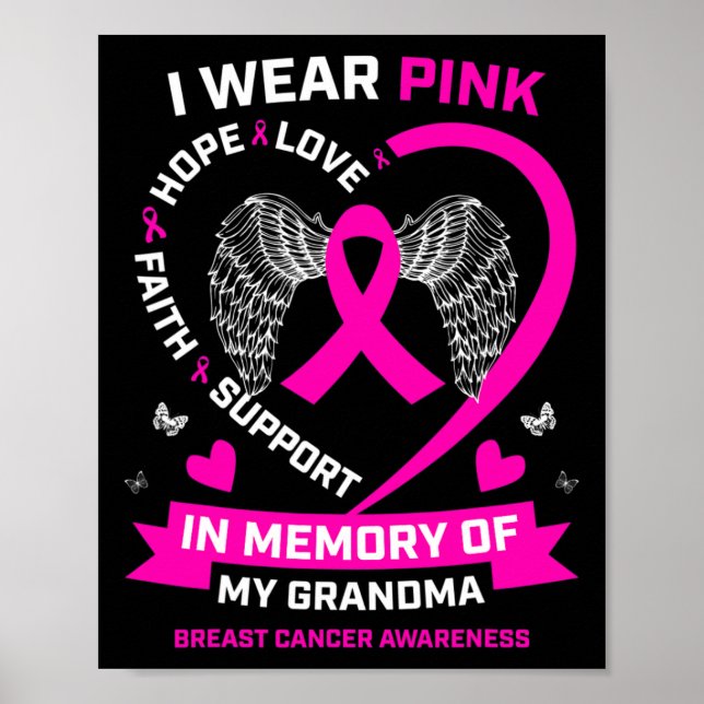 I Wear Pink In Memory Of My Grandma Breast Cancer  Poster (Front)