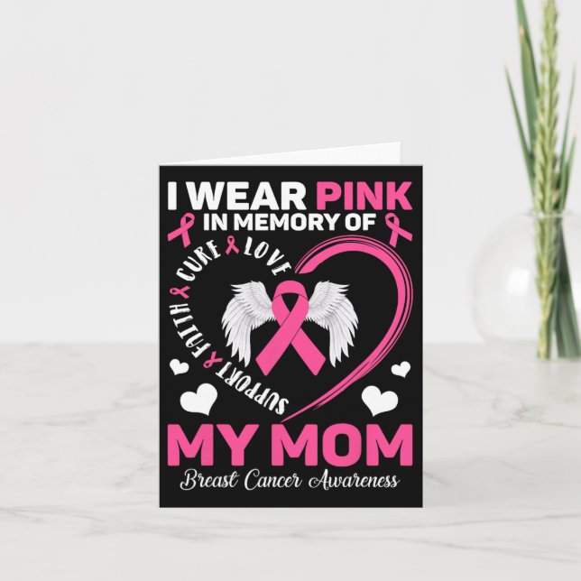 I Wear Pink In Memory Of My Mum Breast Cancer Awar Card (Front)