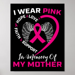 I Wear Pink In Memory Of My Mum Mother Breast Canc Poster