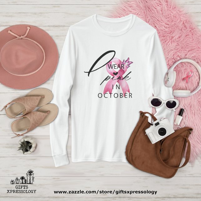 I Wear Pink in October Breast Cancer Awareness  T-Shirt (Creator Uploaded)
