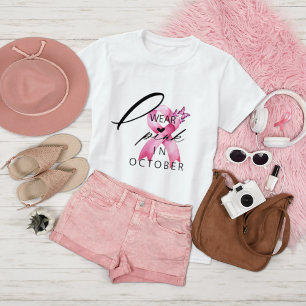 I Wear Pink in October Breast Cancer Awareness  T-Shirt