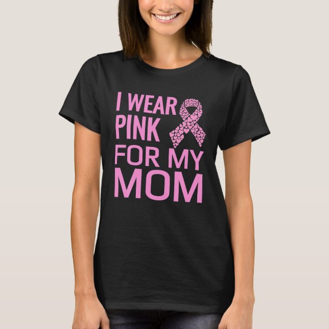 I Wear Pink Ribbon For My Mum Mens Women's T-Shirt (Front)