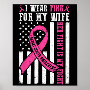 I Wear Pink Wife Breast Cancer Her Fight Is My Fig Poster