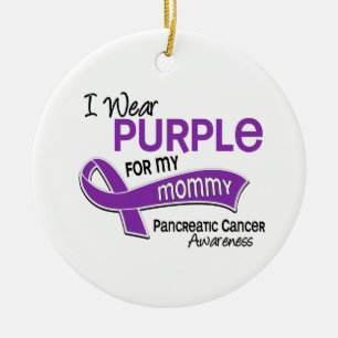 I Wear Purple 42 Mummy Pancreatic Cancer Ceramic Tree Decoration
