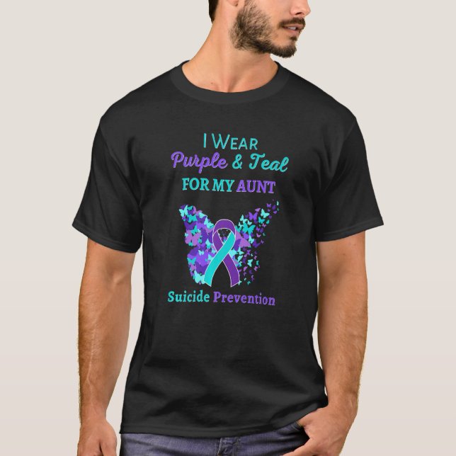 I Wear Purple And Teal For My Aunt Suicide Prevent T-Shirt (Front)
