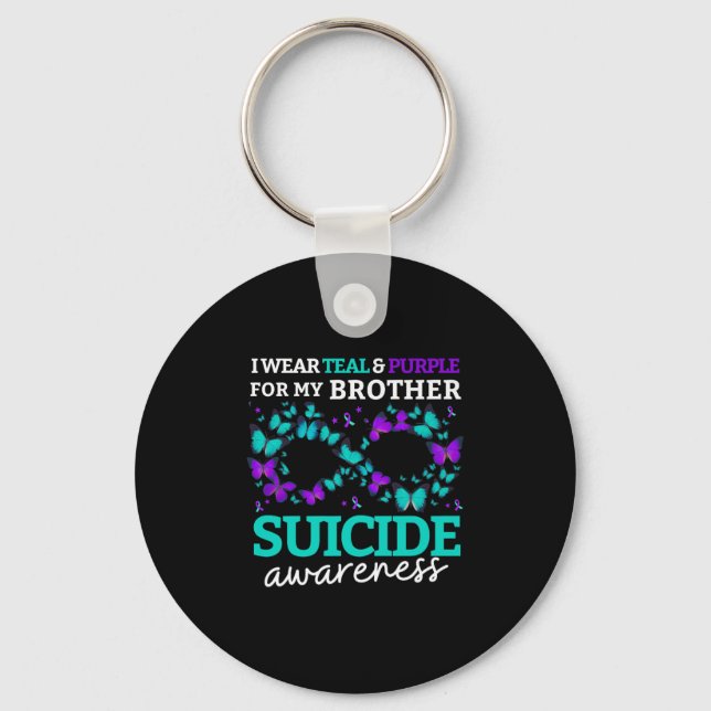I Wear Purple And Teal For My Brother Suicide Prev Key Ring (Front)