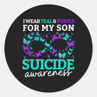 I Wear Purple And Teal For My Son Prevention 2025 Classic Round Sticker
