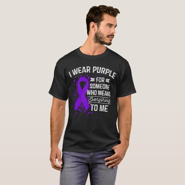 I Wear Purple - Awareness Purple Ribbon Gift T-Shirt (Front Full)
