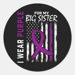 I Wear Purple Big Sister Pancreatic Cancer Awarene Classic Round Sticker