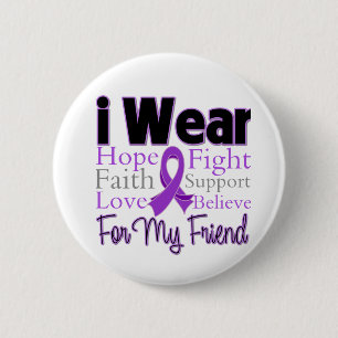 I Wear Purple Collage Friend - Pancreatic Cancer 6 Cm Round Badge