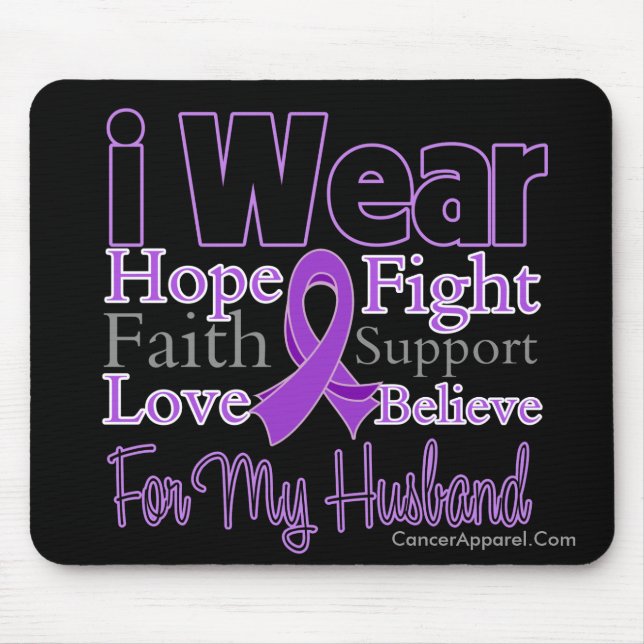 I Wear Purple Collage Husband - Pancreatic Cancer Mouse Pad (Front)