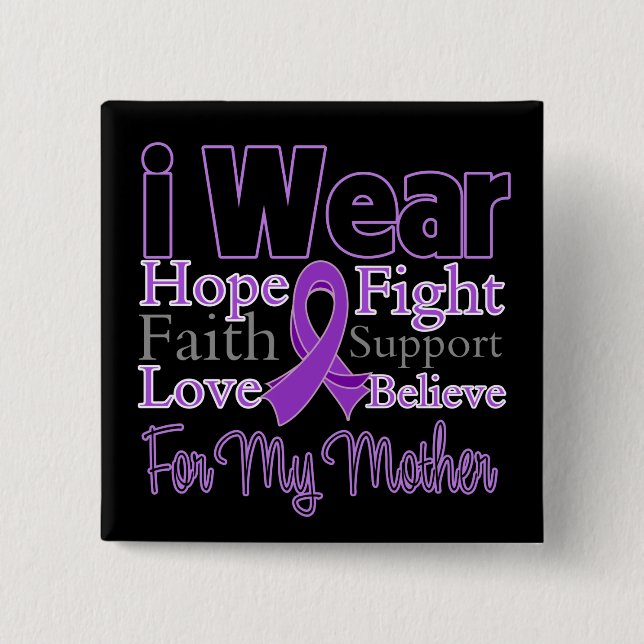 I Wear Purple Collage Mother - Pancreatic Cancer 15 Cm Square Badge (Front)