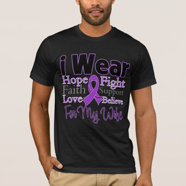 I Wear Purple Collage Wife - Pancreatic Cancer T-Shirt (Front)
