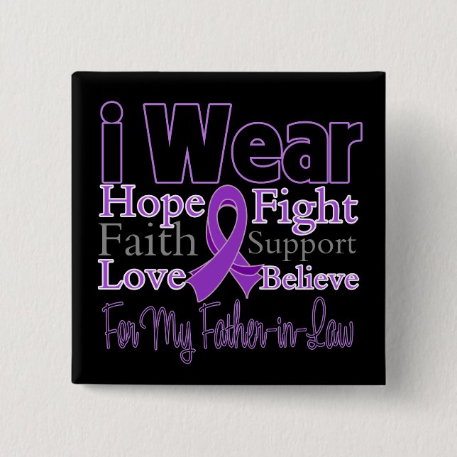 I Wear Purple Father-in-Law - Pancreatic Cancer 15 Cm Square Badge (Front)