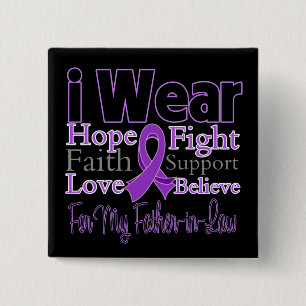 I Wear Purple Father-in-Law - Pancreatic Cancer 15 Cm Square Badge